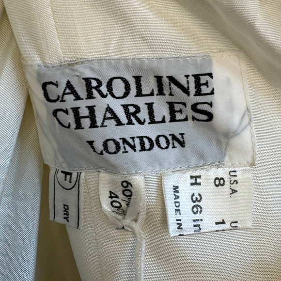 Caroline Charles London Vintage 1980's Strapless White Fit and Flare Midi Dress - Picture 10 of 12